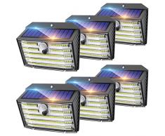 Claoner 126 LED Luce Solare LED Esterno,【6 Pezzi/ 3 Modalità】 Luci Solari Esterno con Sensore di Movimento IP65 Impermeabile Lampada Solare da Esterno per Giardino, Recinzione, Scale, Ponti, Garage