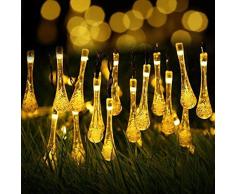 KEEDA Luci a Filo Solari da Esterno, 20 LED 4.8M Impermeabili luci della stringa solare per Giardino, Patio, Cortile, Albero di Natale e Decorazioni Natalizie (Bianco Caldo)