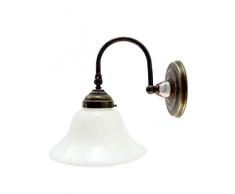 Applique ottone brunito,lampada illuminazione da parete per interno a una luce con vetro stile ministeriale ac13 Misure: Sporgenza circa 20,5cm, Ø paralume 19cm, Ø base 12cm.