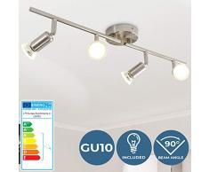 LED Lampada da Soffitto - 4 Adattamenti di Luce, Bianco Caldo, 3000K, GU10, A++, IP20, Moderna, Regolabile - Riflettore a Parete, Luce di Faretti, Lampadario - Per Soggiorno, Cucina, Camera