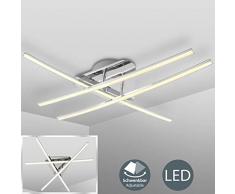 B.K.Licht Plafoniera LED da soffitto, Lampadario moderno e minimalista, luce calda 3000K, 2400 Lm, lampada da soffitto per camera da letto, soggiorno, cucina, colore cromato, IP20
