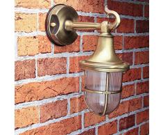 Lampada da parete Santorin con braccio per esterni Lido in ottone stile nautico applique retrò antica E27 ideale per giardino, cortile, vialetto