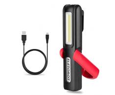 Eletorot Portatile Lampada da Lavoro,Lampade di ispezione,Ricaricabile e magnetico 3W LED COB Super luminoso luce Ispezione Torcia,Base magnetica e gancio appeso,per Riparazione Auto,Garage,Emergenza