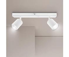 Ketom Lampada Faretti da Soffitto Orientabili, GU10 Faretti LED da Soffitto Bianco, Moderna Plafoniera LED Faretti 2 Luce, Faretto da Parete Interno per Barra, Cameretta, Cucina, Senza Lampadina