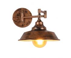 AIRTWESD Applique da parete a braccio girevole E27 Lampada da parete industriale in metallo vintage Appliques da comodino retrò (senza lampadina)