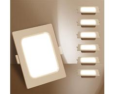 Aigostar Downlight Da Incasso a LED, 6W Equivalente 48W, 3000K Luce Bbianca Calda, Bianco, Faretti LED, Oblò a LED, Ф95-100mm, Confezione Da 6