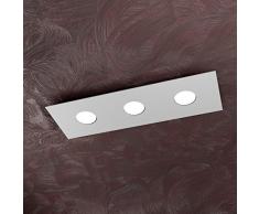 PLAFONIERA LED MODERNA RETTANGOLARE 3 LUCI METALLO GRIGIO L 60 CM