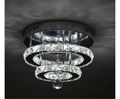 SHFGOO Cristallo moderno LED Plafoniera K9 Cristallo acciaio inossidabile Lampadario Decor Perfetto per corridoio/Scala/Camera da letto/Sala da pranzo (luce bianca)