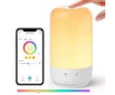 Meross Lampada da Comodino Intelligente, Lampada da Tavolo Smart LED, Compatibile con Apple HomeKit, Alexa e Google Home, RGBCW, Luce Notturna Bambini, Dimmerabile APP, Comando Vocale, con Cavo USB