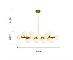 KBEST Oro Lampada a Sospensione Sputnik Lampadario A Soffitto Plafoniera,Magic Beans Lampada in Vetro Ombra Isola Pendente Luce Soffitto Plafoniere in Ottone Spazzolato,16 Luce