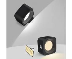 LED Lampada da Parete Interno, Applique da Parete Controllo Tattile con Ricaricabile USB, 3 Tipi di Luminosità e Rotazione a 360°, Lampada da Parete per Lettura Lavoro Studio Comodino(Nero)