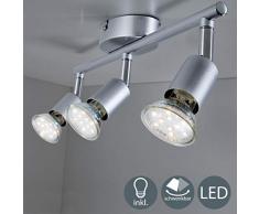 B.K.Licht Plafoniera LED, include 3 lampadine LED GU10 da 3W, luce calda, faretti da soffitto, lampada moderna con 3 luci orientabili, forma circolare, corpo metallo, 230V IP20