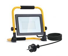 Aigostar - Faretto LED da Cantiere 50W,4500LM,Super luminoso Faro LED con Spina,Equivalente Alogena 450W,con staffa pieghevole, rotazione 360,portatile,Ideale per cantiere edile, officina, Garage