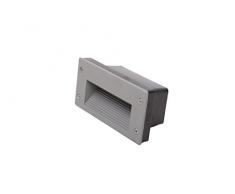 LineteckLED® - E02.001.07C Faretto led segnapasso in acciaio grigio con rigature interne 7W 3000K luce calda 700 lumen angolo di luce a 45° IP65 segnapasso esterno incasso 144X55mm