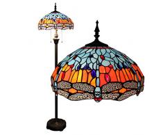 16-pollici Tiffany Dragonfly europeo Retro Soggiorno Camera da letto Villa Bar Studio personalità classica colorata vetro decorativo lampada da terra