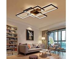 JSZ Rettangolo Plafoniera Lampada Da Soffitto A LED Dimmerabile Da Soggiorno Con Telecomando Lampada Da Soffitto Moderna Lampada Da Soffitto in Metallo Design Acrilico Creativo Lampada,Nero,105cm