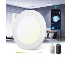 Aigostar Faretti LED da Incasso Intelligenti ultrasottili, 12W. Compatibile con Alexa e Google. Luce dimmerabile da 3000-6500K. Controllo Vocale, Controllo Wi-Fi Wireless. [Classe energetica A +]
