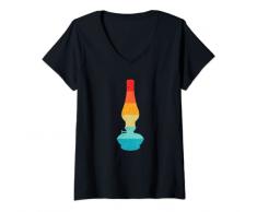 Donna Lampada Olio Silhouette Retro Stile Vintage Anni 70 Anni 80 Distressed Maglietta con Collo a V