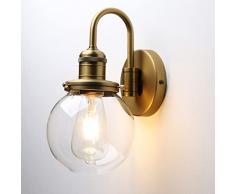 JIMUBEAM Applique da parete a collo doca vintage industriale a collo doca 1-luce con 5,9 pollici rotondo in vetro trasparente paralume da parete per interni