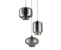 Wink Design Smoked Mirror Lampadario, 3 Luci E27, 40 W, Grigio, vetro