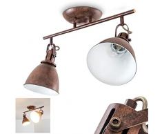 Faretti da Soffitto Modello Koppom Design Industriale- Illuminazione Moderna per Cucina e Salotto- Faretti Orientabili e Girevoli Color Ruggine