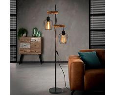 ZMH Lampada da Terra Vintage Nero Lampada Piantana industriale con 2 Paralumi a Gabbia in Metallo con interruttore Lampadina E27 Max 25W Lampada a stelo per soggiorno - Altezza 151 cm