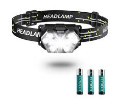 Lsnisni Torcia da Testa 9 LED 2000 Lumens 1 Pezzi, Lampada Frontale 6 modalità, 3 batterie AAA incluse, Angolo dilluminazione Regolabile, IP×5 Impermeabile per bambini Adulti Corrono, Riparano