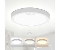 18W Plafoniera con Sensore di Movimento, Ø22 Lampada a Soffitto Ultra Sottile Rotonda con 1620LM, Plafoniera con Rilevatore di Movimento 3000K-6000K per Corridoio, Portico, Garage, Ingresso, Scala