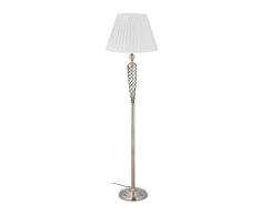 Relaxdays Lampada da Terra Antica, Paralume in Stoffa, Base Decorativa in Metallo, HxD: 157 x 42 cm, Argento Bianco