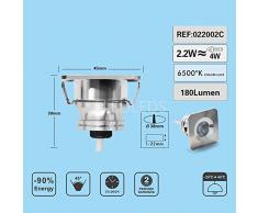 FARETTO DA INCASSO MINI PUNTO LED 2,2 WATT LUCE FREDDA 6500K QUADRATO 220V