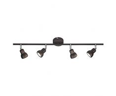 Biard Brooklyn' Binario Porta Faretti Multi Direzionale Per Lampadina Spot GU10 a Soffitto in Cioccolato Metallizzato (4 Luci, Orientabile, IP20)