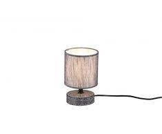 Lampada Da Tavolo Base Ceramica Decorata con Paralume Abat jour Da Comodino Lampada Da Scrivania Lume adatta in Camera Studio Salotto Grigio H. 20,5CM (grigio)