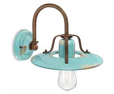 Ferroluce Retrò Applique Country E27, 77 W, Azzurro Lucido, 25x21x 30 cm