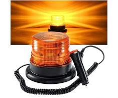 STARPIA Lampeggiante a LED Luce di Emergenza, lampeggianti per auto/trattore/camion,Base Magnetica per Spina Accendisigari CC 12-80V Veicoli (Ambra)