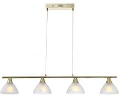 Globo Ruben 68618-4 - Lampadario a sospensione a LED a 4 luci, colore struttura: Ottone opaco