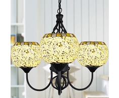 Bucolico Mosaics-Lampadario per la camera da letto, sala da pranzo, con lampadine Mediterraneo studi-Lampada a sospensione giallo