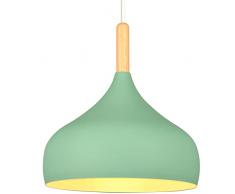iDEGU Lampadario a Sospensione Retrò 24cm Lampada a Soffitto in Legna Metallo Moderna LED Lampada a Sospensione Stile Scandinavo Plafoniera per Soggiorno Sala da Pranzo Camera da Letto (Verde)