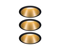 Paulmann 93404 Lampada LED Cole rotonda incl. 3 faretti da incasso da 6,5W dimmerabile, nero oro opaco spot da soffitto 2700K 19.5 W, 3 pezzi