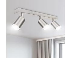 Ketom Lampada Faretti da Soffitto Orientabili, GU10 Faretti LED da Soffitto in Nichel, Moderna Plafoniera LED Faretti 3 Luce, Faretto da Parete Interno per Barra, Cameretta, Cucina, Senza Lampadina