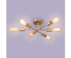 Asvert Sospensione Industriale Sputnik Lampadario Vintage Lampada da Soffitto Industriale Lampada a Sospensione Moderna 6 Luci Base Soggiorno Camera da Letto Cucina Hotel Loft Ristorante
