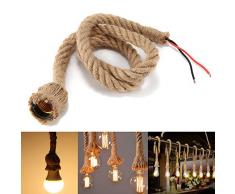 E27 Lampada a sospensione con cavo di base, Konesky Vintage Canapa a fune a testa singola Lampade a sospensione Corda 3.3ft / 1M
