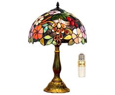 FUMAT Lampada in stile Tiffany, 12 pollici Lampada da comodino notte a paralume fatto a mano in vetro colorato, Lampada da tavolo, per Soggiorno Camera da letto Tavolino da caffè