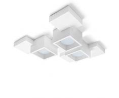 Plafoniera design moderna squadrata quadrati gesso bianca gx53 led in gesso per soggiono salotto