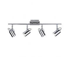 Biard Broadway' Binario Porta Faretti Multidirezionale a Quatro Luci Per Lampadine Spot GU10 a Soffitto (Cromo Lucido, IP20, Orientabile 360°)