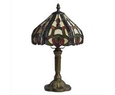 LYDQ Illuminazione Vintage Tiffany Stile Lampada da Scrivania, 8 Pollici Larghezza Semplice Tulipe Florale Modello Stained Glass Paralume Lampada da Comodino Lampada da Tavolo E26/E27*1