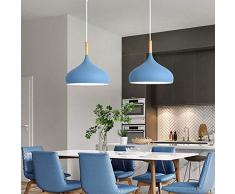 Macaron E27 Lampadario Creatività Coperchio Design Lampade A Sospensione LED Testa Singola Luce Pendente Altezza Regolabile Lampadari Decorazione Ristorante Bar Negozi Ferro Battuto Ø24*29CM,Blu