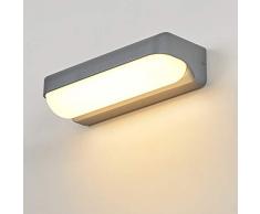 Dr.lazy 12W LED lampada da parete Lampada Muro in Alluminio Applique da parete Esterna impermeabile IP65 Faretto soggiorno/terrazzo/giardino 3000K bianco caldo(Grigio/Bianco Caldo)