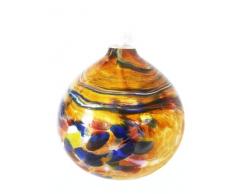 Lampada ad olio, lampada die vetro colorato e soffiato a petrolio in colore miele, colorato specchio, diametro circa 9 centimetri, progetto Oberstdorfer Glashütte