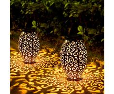 Lanterna Solare da Esterno, OxyLED Lampade Solari da Giardino 2 Pz Appendibile IP44 Impermeabile Metallo LED Decorative Lanterna da Esterno Lanterne da Giardino per Terrazza Balcone Cortile