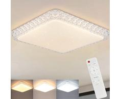 ZMH plafoniera Plafoniera LED dimmerabile con telecomando: 30 cm moderna cielo stellato lampada da soffitto corridoio lampada da 32 W quadrata in cristallo camera da letto con funzione memoria lampada